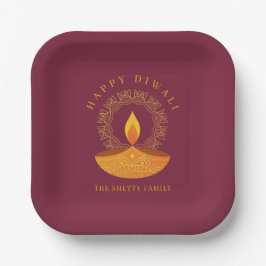 ハッピーディワリヒンズーフェスティバルオブライツお祝い ペーパープレート