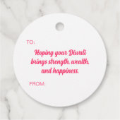 ハッピーディワリピンクランゴリグリーティングラベル フェイバータグ (裏面)