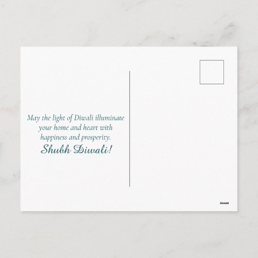 ハッピーディワリピーコックディヤフェスティバルオブライトブルー シーズンポストカード (裏面)