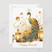 ハッピーディワリピーコックランタンフェスティバルオブライト シーズンポストカード (正面/裏面)