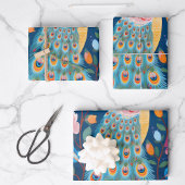 ハッピーディワリピーコック&フラワーズ ラッピングペーパーシート