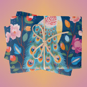 ハッピーディワリピーコック&フラワーズ ラッピングペーパーシート