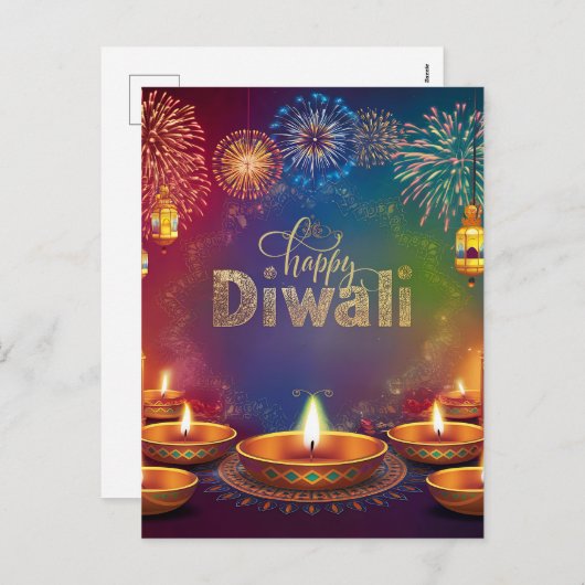 ハッピーディワリファイアワークディヤフェスティバルオブライト シーズンポストカード (正面/裏面)