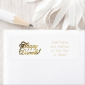 ハッピーディワリフェイクゴールドフォイルタイポグラフィシック ラベル (インサイチュ)