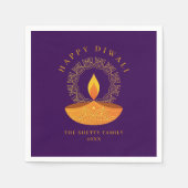 ハッピーディワリフェスティバルオブライツディヤパープル スタンダードカクテルナプキン (正面)