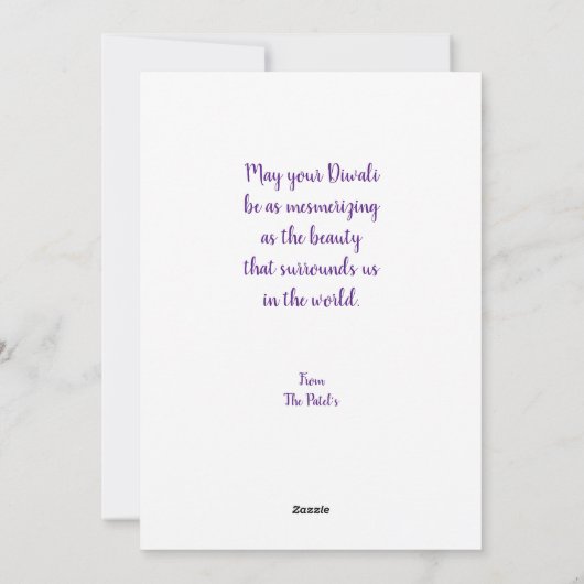 ハッピーディワリフェスティバルオブライツピーコック シーズンカード (裏面)