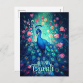 ハッピーディワリフェスティバルオブライツピーコック シーズンポストカード (正面/裏面)