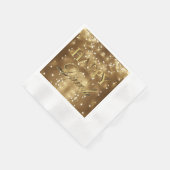 ハッピーディワリフェスティバルオブライツ金ゴールドタイポグラフィ 縁ありカクテルナプキン (角)