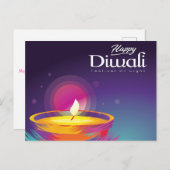 ハッピーディワリブラシストロークディーヤフェスティバルの光 シーズンポストカード (正面/裏面)