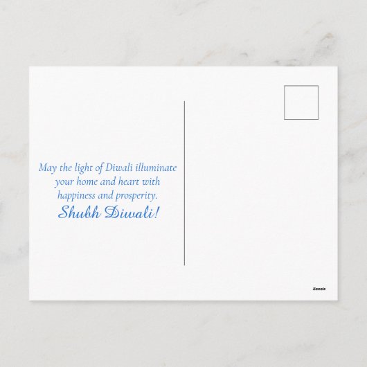 ハッピーディワリブルーホワイトマンダラフェスティバルオブライト シーズンポストカード (裏面)