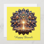 ハッピーディワリブルー金ゴールドディヤフェスティバルオブライト シーズンカード (正面/裏面)