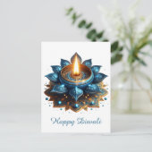 ハッピーディワリブルー金ゴールドディヤフェスティバルオブライト シーズンポストカード (スタンド正面)