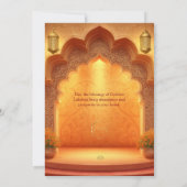 ハッピーディワリホリデー金ゴールドランプライト 招待状 (裏面)