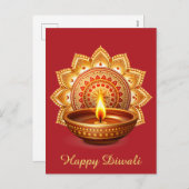 ハッピーディワリマンダラディヤフェスティバルオブライトレッド シーズンポストカード (正面/裏面)