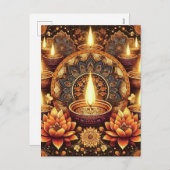 ハッピーディワリマンダラディヤロータスフェスティバルオブライト シーズンポストカード (正面/裏面)