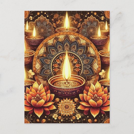 ハッピーディワリマンダラディヤロータスフェスティバルオブライト シーズンポストカード (正面)