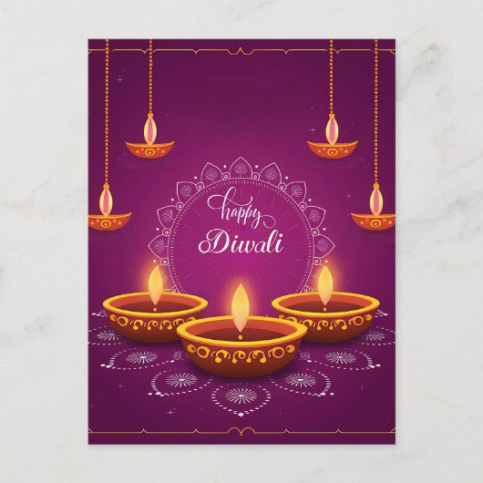 ハッピーディワリランゴリディヤフェスティバルオブライトパープル シーズンポストカード (正面)