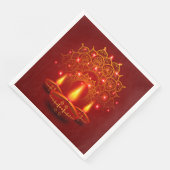 ハッピーディワリレッド金ゴールドスパークルマンダラディヤキャンドル (コーナー)