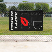 ハッピーディワリワシントンDCレッドリップスティックキス 横断幕 (インサイチュ)