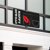 ハッピーディワリワシントンDCレッドリップスティックキス 横断幕 (ビルの外側)