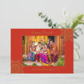 ハッピーディワリ写真レッド金ゴールドマンダラグリーティング シーズンカード (スタンド正面)