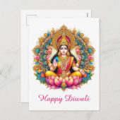 ハッピーディワリ女神ラクシュミフェスティバルオブライト シーズンポストカード (正面/裏面)