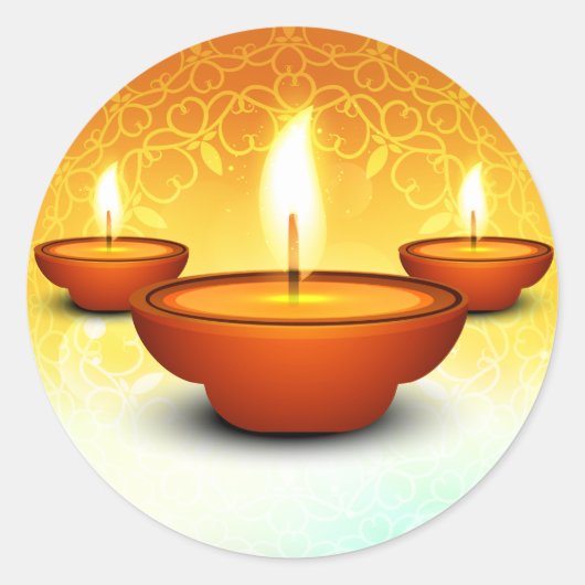 ハッピーディワリ稲妻油ランプゴールデングリーン ラウンドシール (正面)