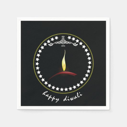 ハッピーディワリ紙ナプキンス スタンダードカクテルナプキン (正面)