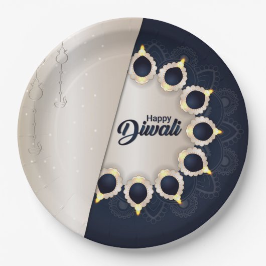 ハッピーディワリ紙プレート ペーパープレート (正面)