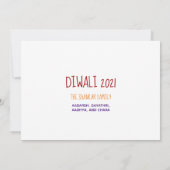 ハッピーディワリ美しい家族フォトレッドカード (裏面)