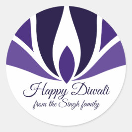 ハッピーディワリ美しい紫カスタムの家族 ラウンドシール