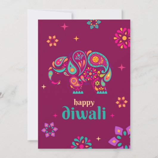 ハッピーディワリ象ヒンドゥー教の光のフェスティバル シーズンカード (正面)