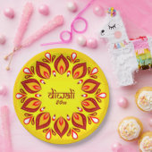 ハッピーディワリ追加の年イエローレッド9"紙プレート ペーパープレート (パーティー)