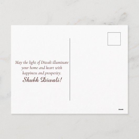 ハッピーディワリ金ゴールドディヤフェスティバルオブライトブルー シーズンポストカード (裏面)