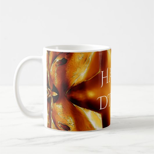 ハッピーディワリ金ゴールド銅光沢のある星 コーヒーマグカップ (左)