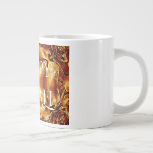 ハッピーディワリ金ゴールド銅光沢のある星 ジャンボコーヒーマグカップ (右)