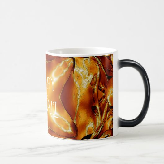 ハッピーディワリ金ゴールド銅光沢のある星 モーフィングマグカップ (右)