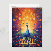 ハッピーディワリ鮮やかピーコックフェスティバルオブライツ シーズンポストカード (正面/裏面)