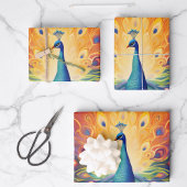 ハッピーディワリ鮮やかピーコックフェスティバルオブライツ ラッピングペーパーシート