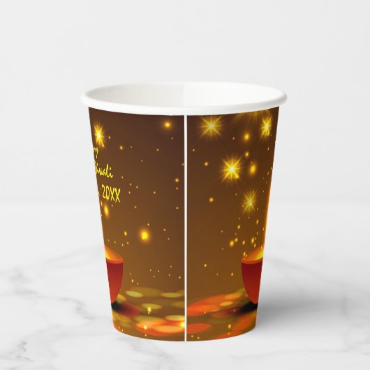 ハッピーディワリ20xxディヤイエローフレームきらめき 紙コップ (左)
