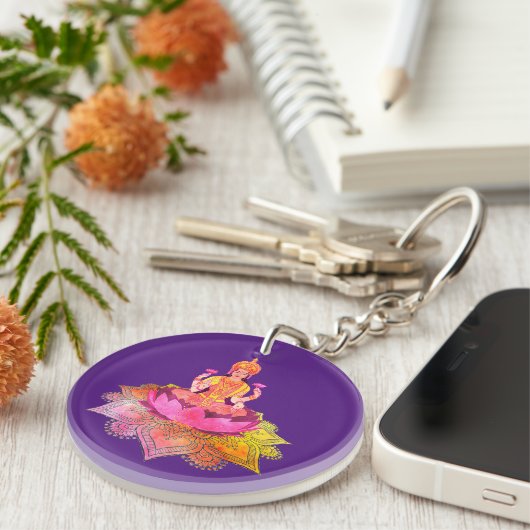 ハッピーディワリ – ディープアラビラクシュミ女神4 キーホルダー (正面右)