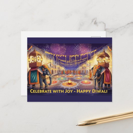 ハッピーディワリ ポストカード (正面/裏面インサイチュ)