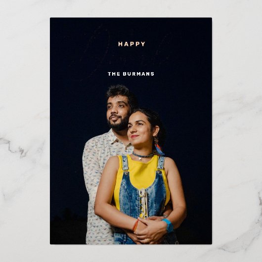 ハッピーディワリ。金ゴールドエレガントフェスティバル 箔シーズンカード (正面)