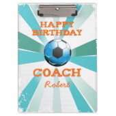 ハッピーデイサッカーコーチオレンジ/ティール(緑がかった色)/ブルースターバスト クリップボード (正面)