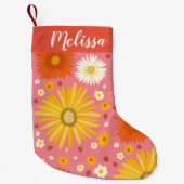 ハッピーデイジーパターカスタムン スモールクリスマスストッキング (正面)