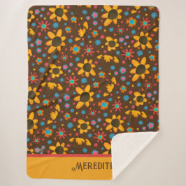 ハッピーデイジーパターンおもしろいインスピレーション シェルパブランケット