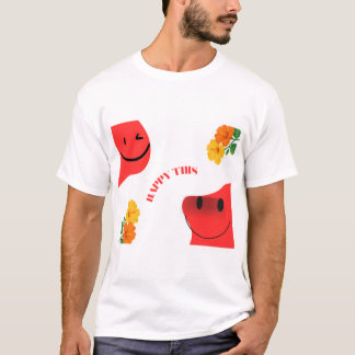 ハッピーデイズのかわいい個性的な顔のグラフィックTシャツ Tシャツ
