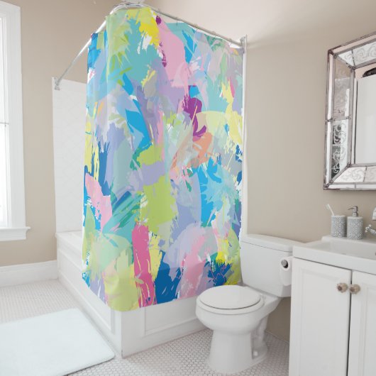 ハッピーデイ抽象芸術アーモダンコンテンポラリート シャワーカーテン (インサイチュ)