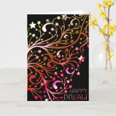 ハッピーデエレガントィワリスターズブラック金ゴールドピンク カード (黄色い花)