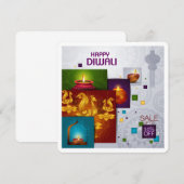 ハッピーデエレガントィワリフェスティバルグリーティングカード 招待状 (正面/裏面)